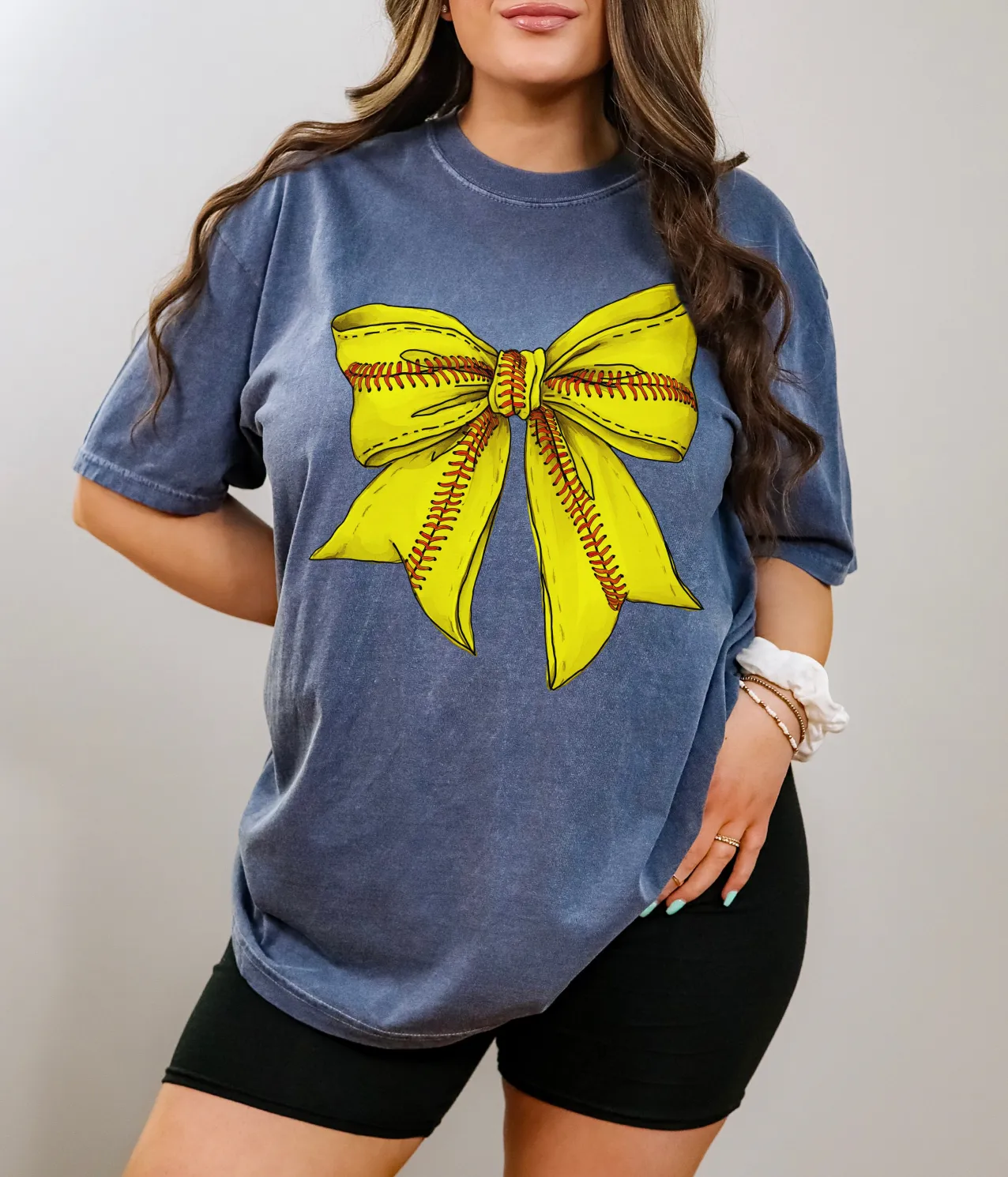 Softball Coquette Bow Comfort Colors Tee  // FINAL SALE