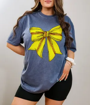 Softball Coquette Bow Comfort Colors Tee  // FINAL SALE