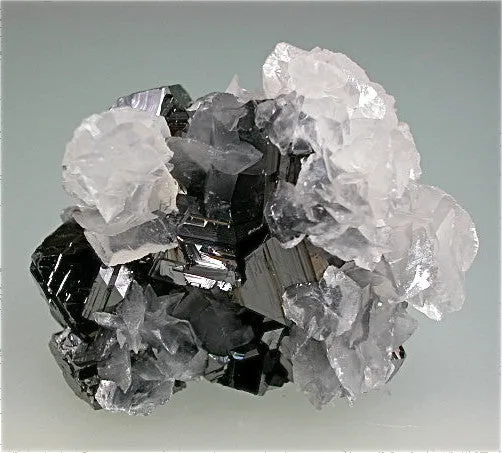 SOLD Calcite on Sphalerite, Trepca Complex, Mitrovica, Kosovo Miniature 2.5 x 3.5 x 4.5 cm $75. Online 1/17