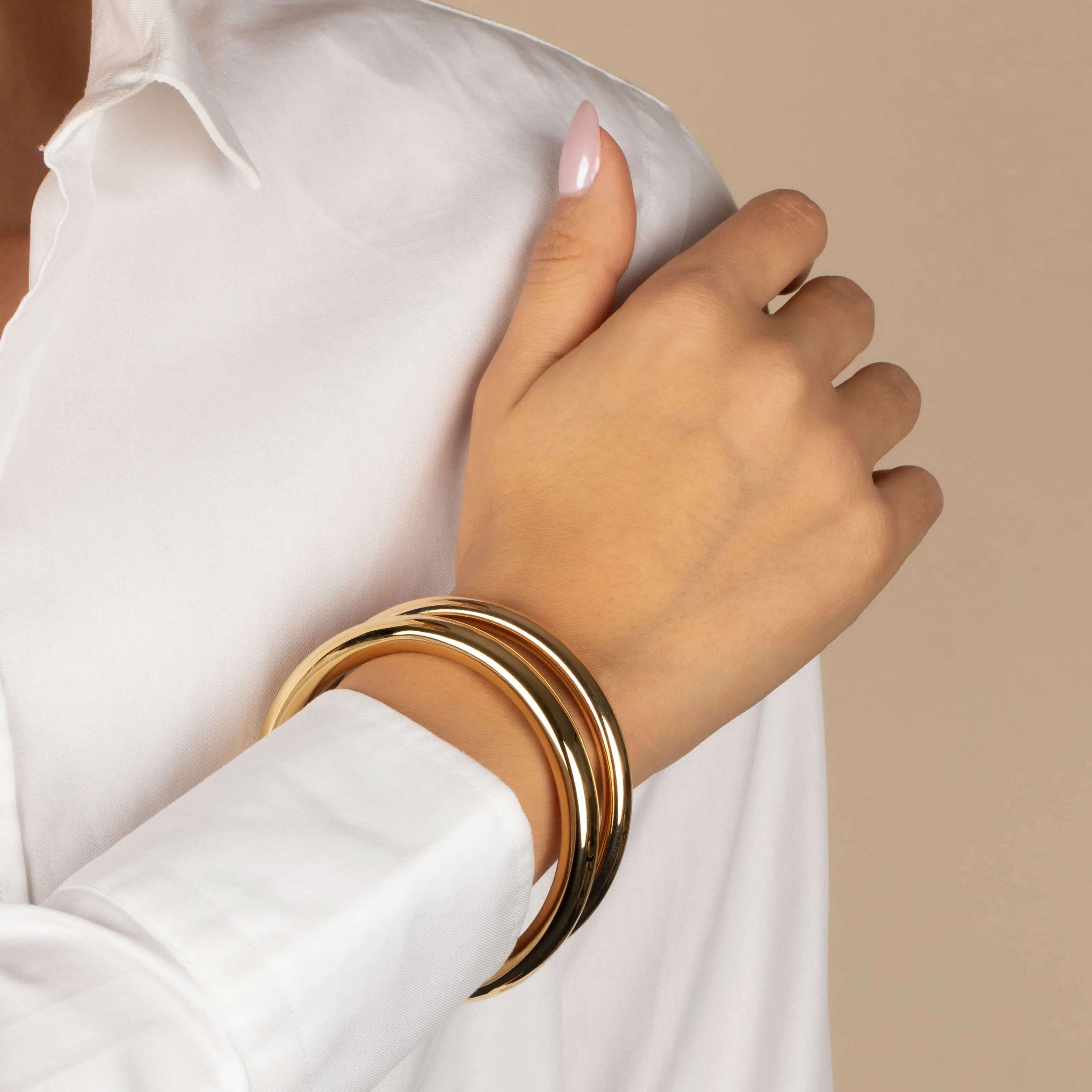 Solid Rounded Hollow Bangle Bracelet