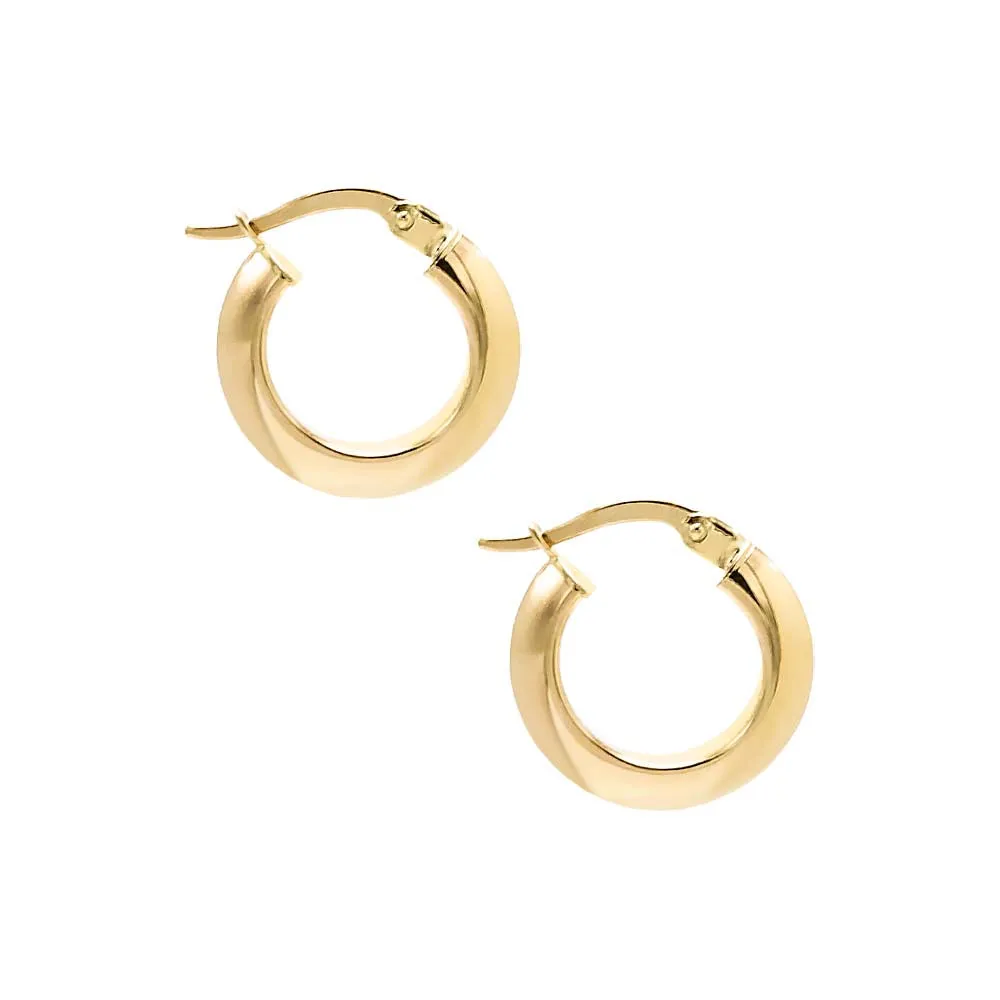 Solid Rounded Hollow Hoop Earring 14K