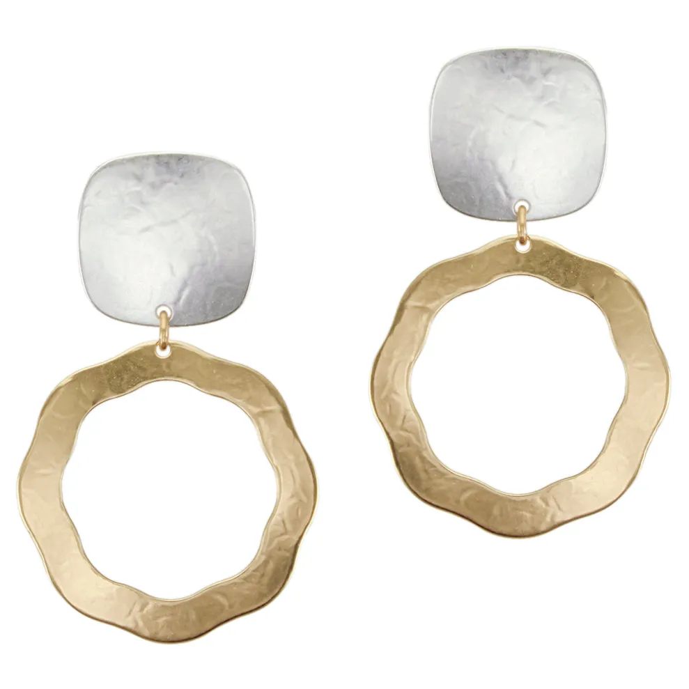 Square with Petal Ring Clip or Post Earring