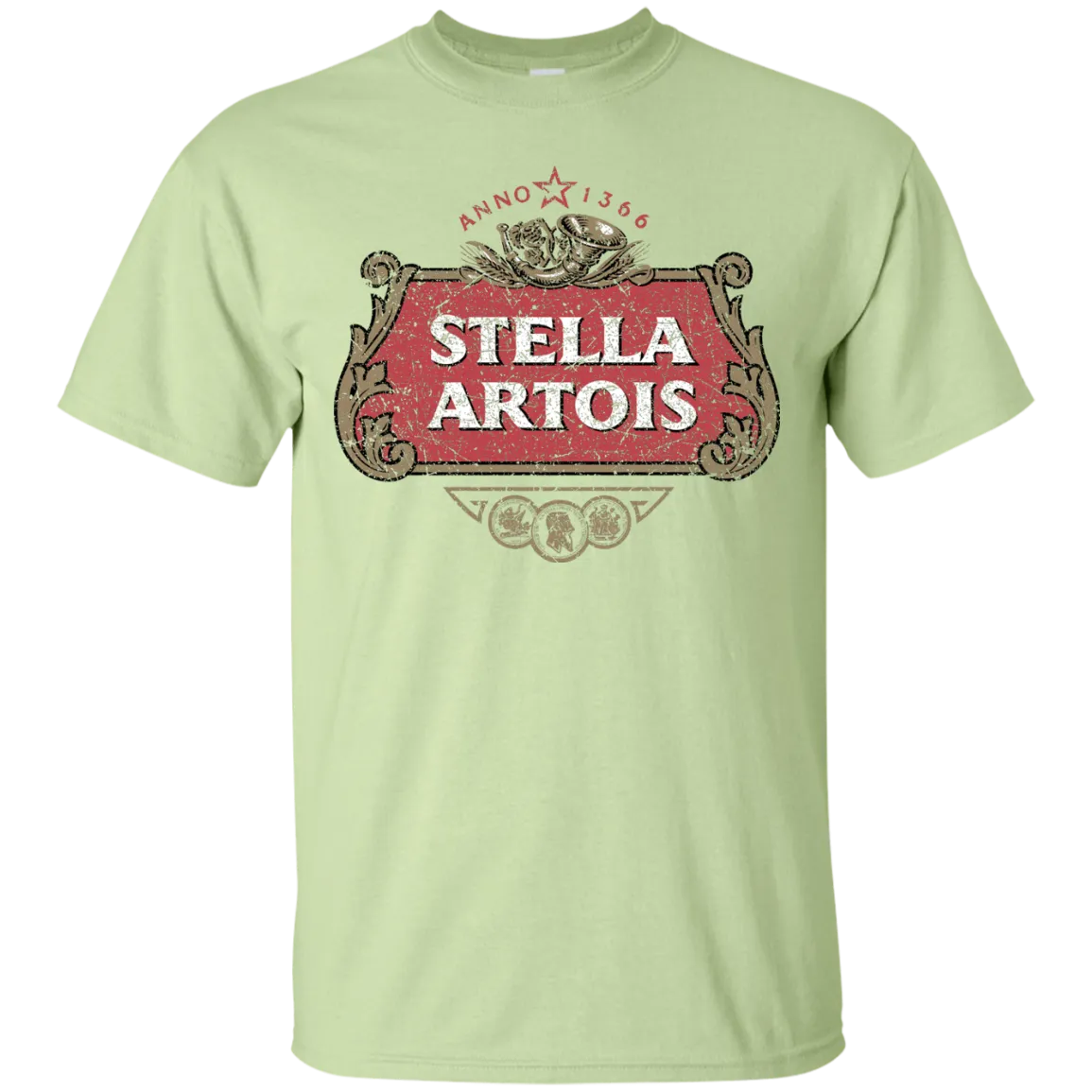 Stella Artois Beer T-Shirt Custom Designed Color Worn Label Pattern