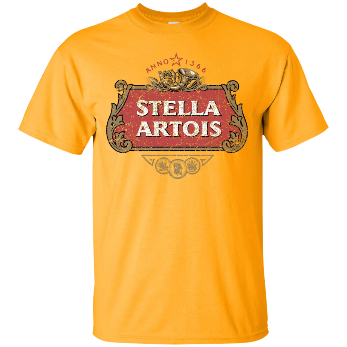 Stella Artois Beer T-Shirt Custom Designed Color Worn Label Pattern