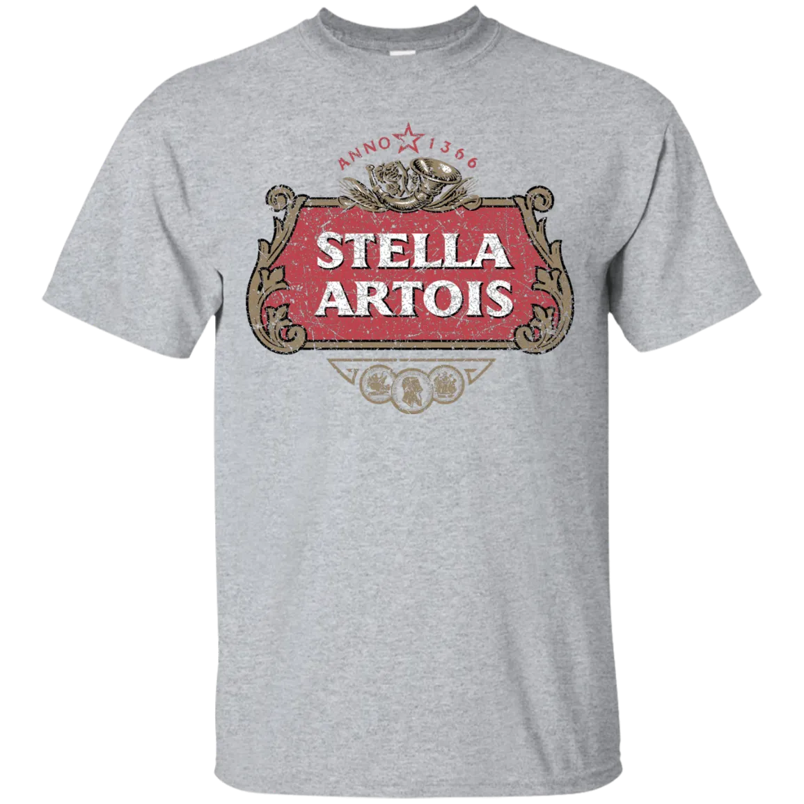 Stella Artois Beer T-Shirt Custom Designed Color Worn Label Pattern