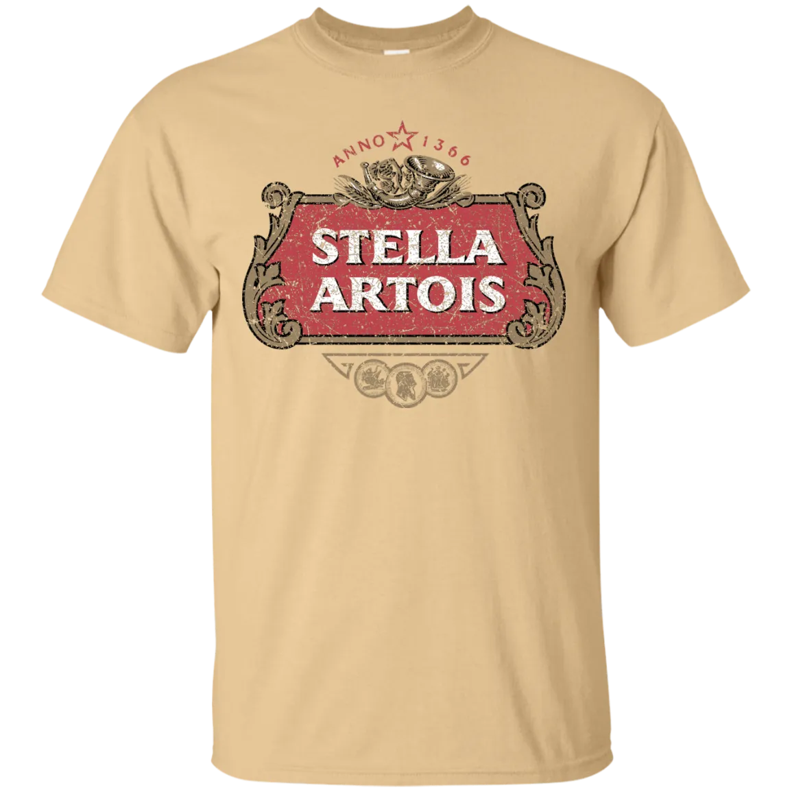 Stella Artois Beer T-Shirt Custom Designed Color Worn Label Pattern