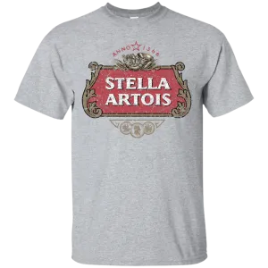 Stella Artois Beer T-Shirt Custom Designed Color Worn Label Pattern