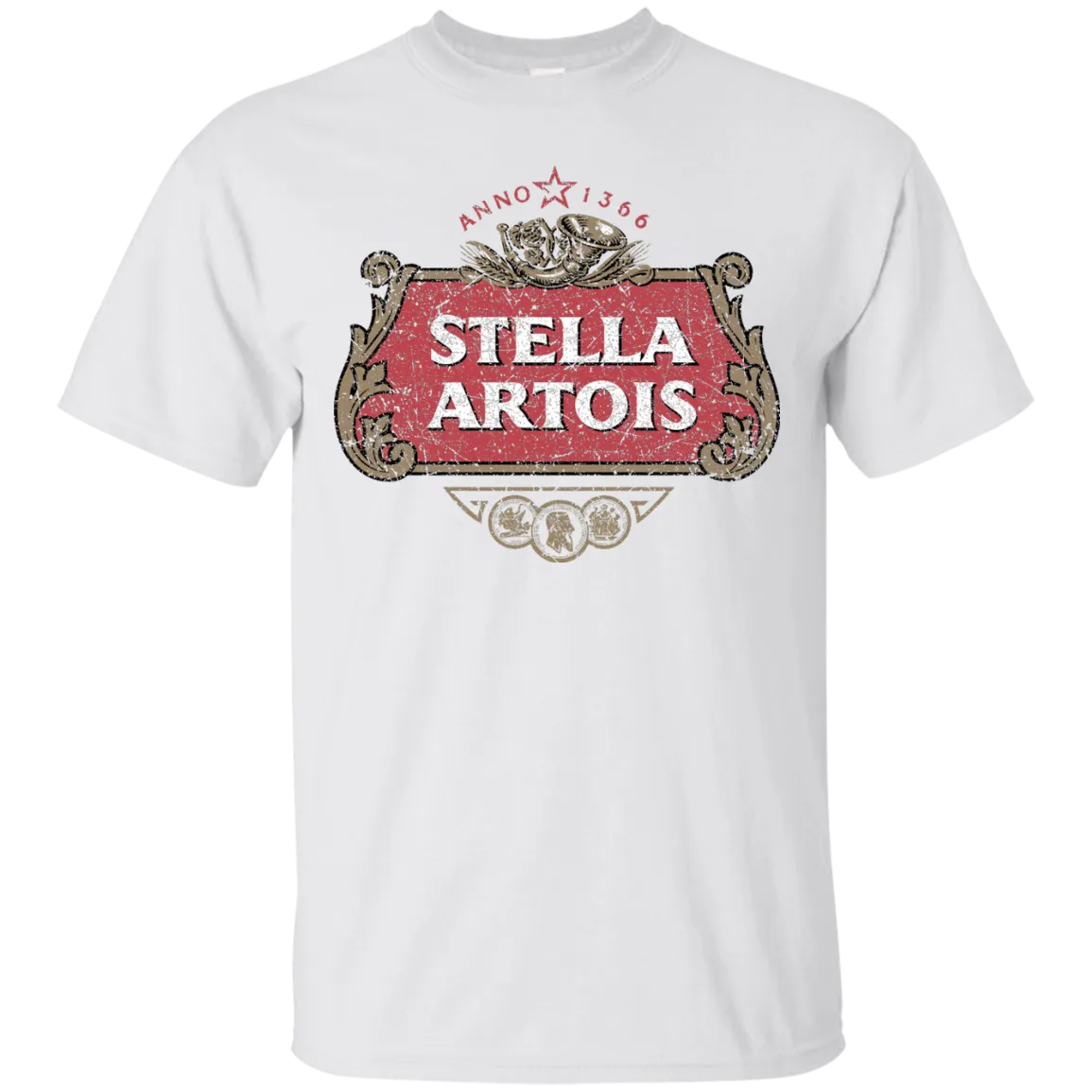 Stella Artois Beer T-Shirt Custom Designed Color Worn Label Pattern