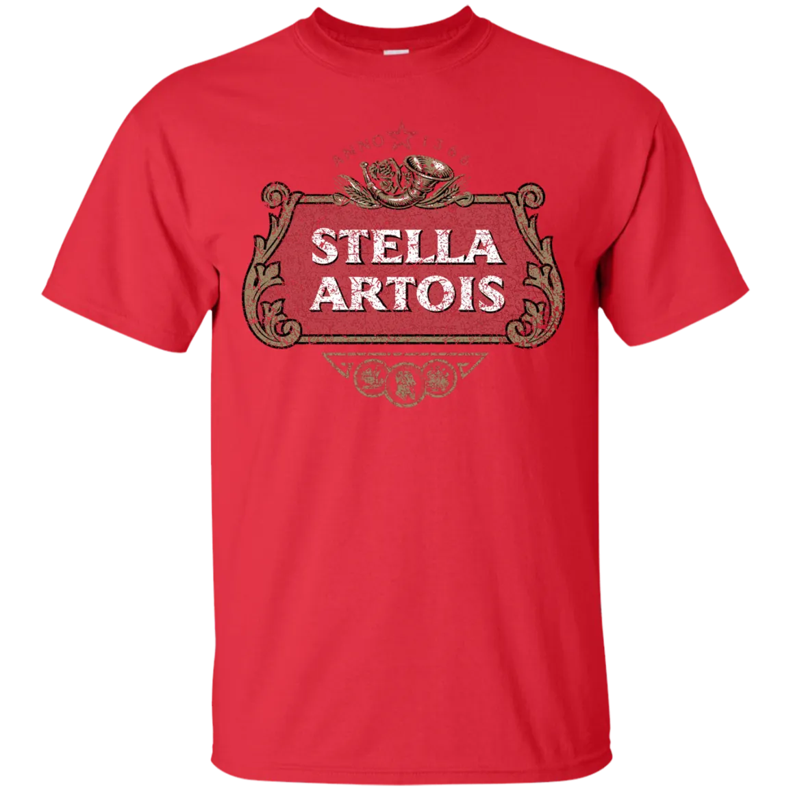 Stella Artois Beer T-Shirt Custom Designed Color Worn Label Pattern