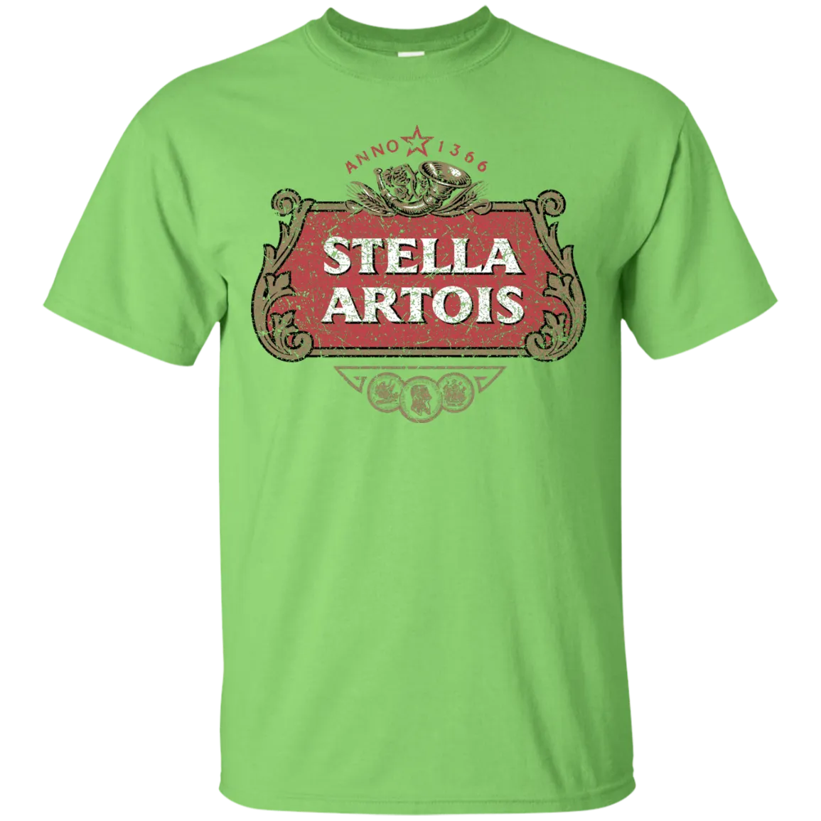 Stella Artois Beer T-Shirt Custom Designed Color Worn Label Pattern