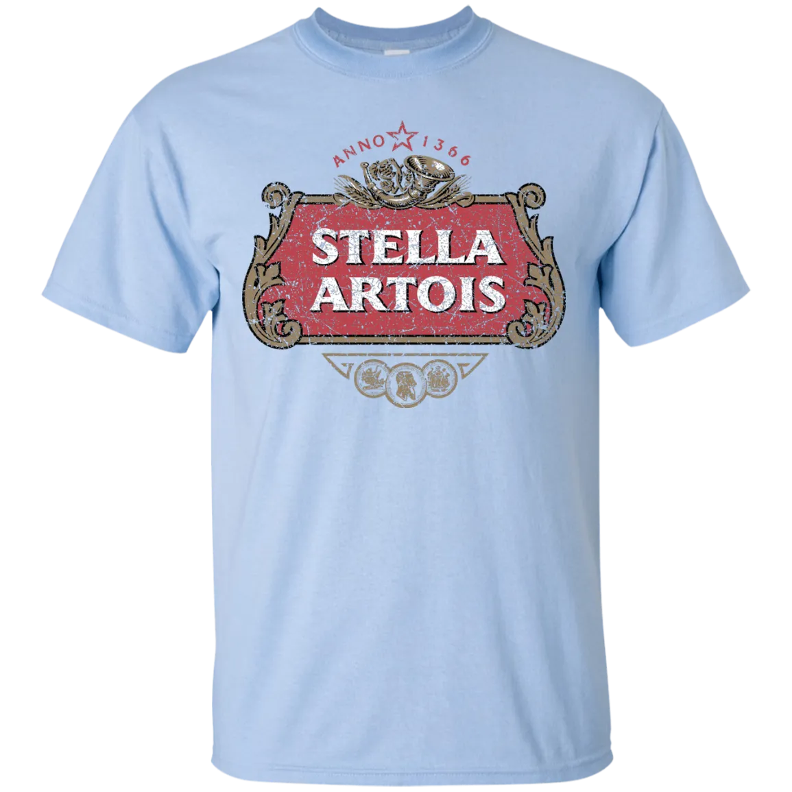 Stella Artois Beer T-Shirt Custom Designed Color Worn Label Pattern