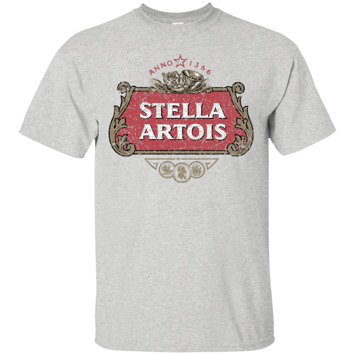 Stella Artois Beer T-Shirt Custom Designed Color Worn Label Pattern