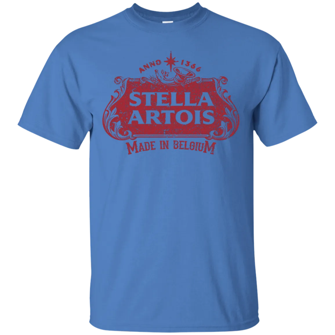 Stella Artois Beer T-Shirt Custom Designed Red Worn Label Pattern