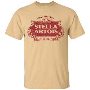 Stella Artois Beer T-Shirt Custom Designed Red Worn Label Pattern