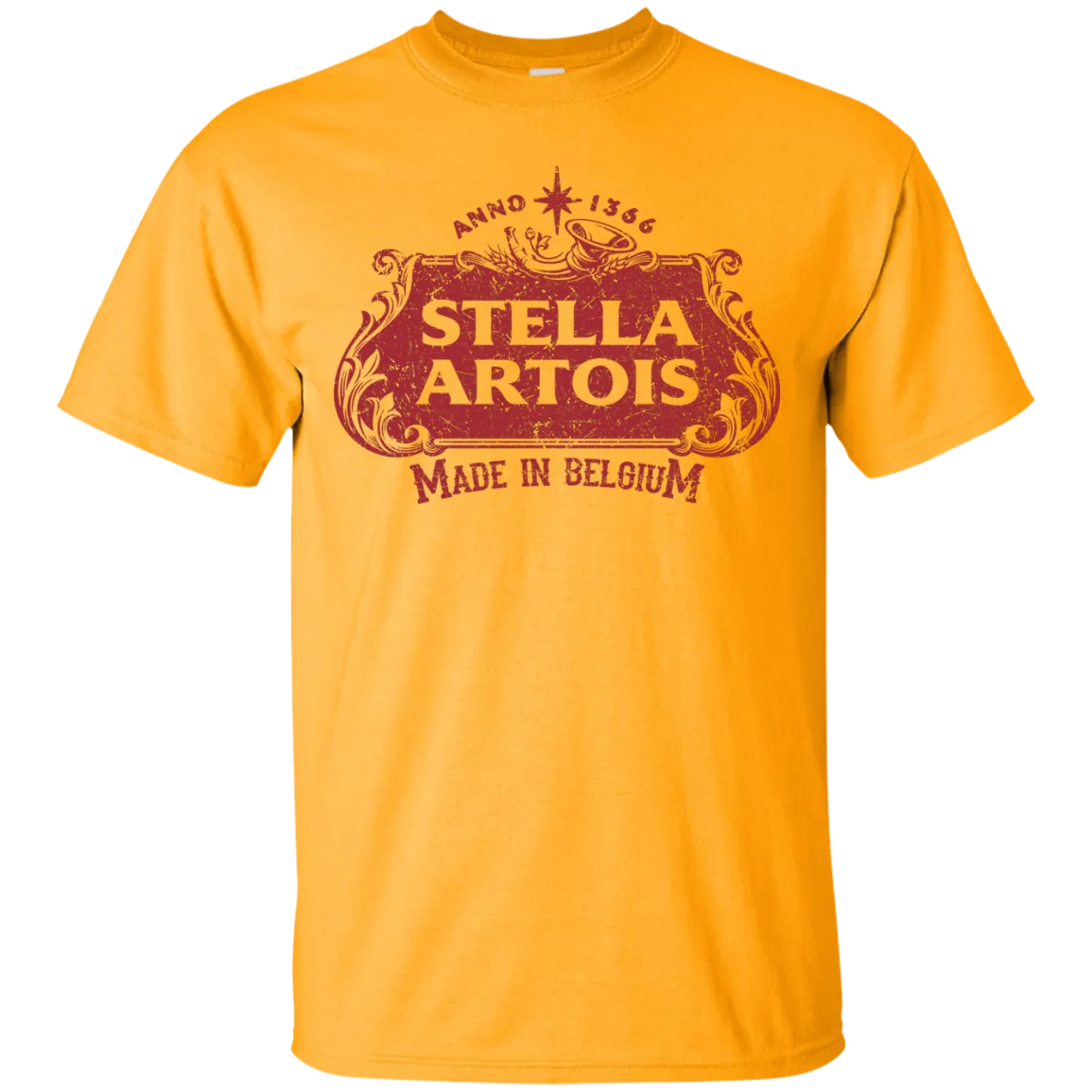 Stella Artois Beer T-Shirt Custom Designed Red Worn Label Pattern