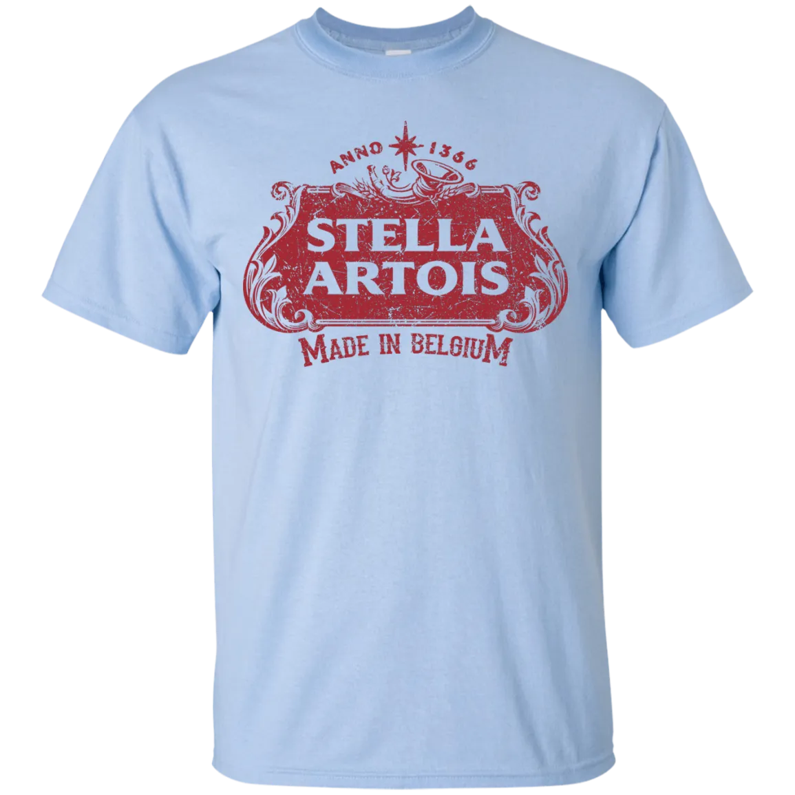 Stella Artois Beer T-Shirt Custom Designed Red Worn Label Pattern