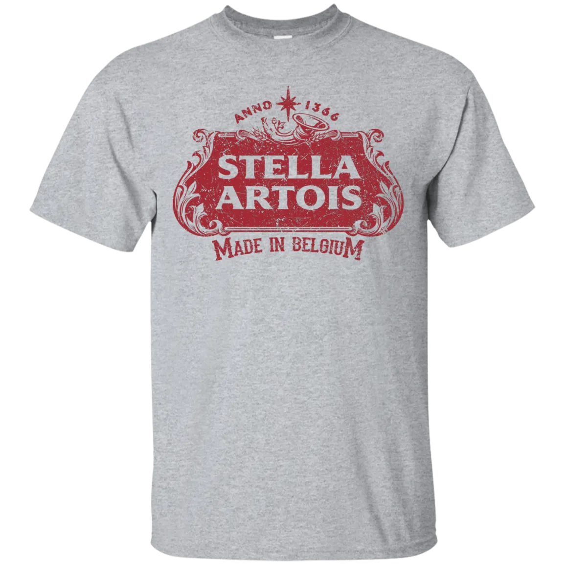 Stella Artois Beer T-Shirt Custom Designed Red Worn Label Pattern