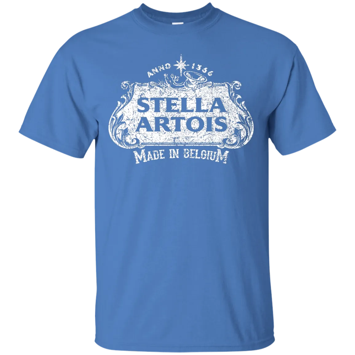 Stella Artois Beer T-Shirt Custom Designed White Worn Label Pattern