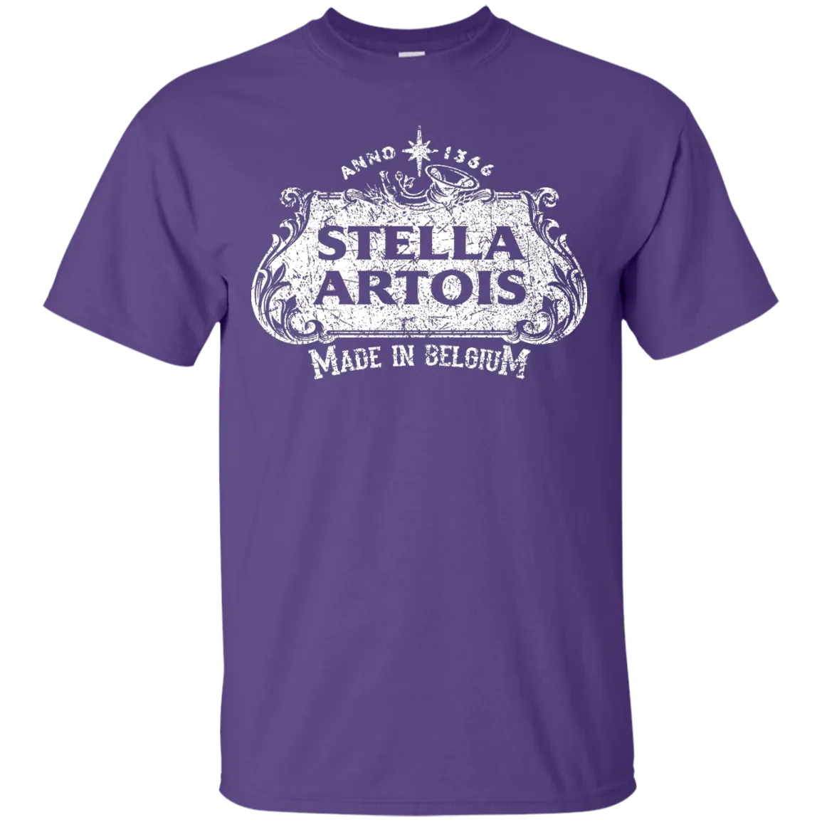 Stella Artois Beer T-Shirt Custom Designed White Worn Label Pattern