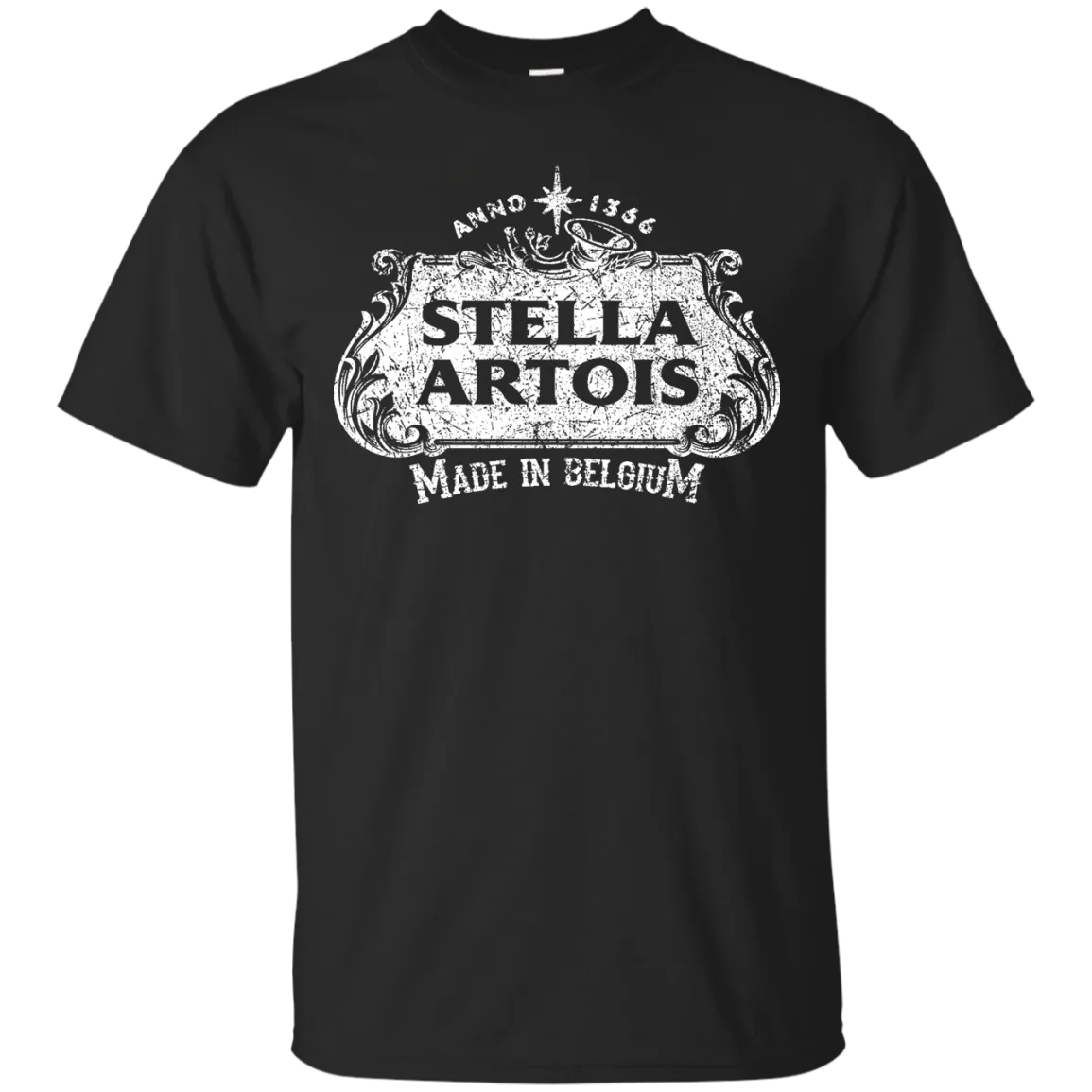 Stella Artois Beer T-Shirt Custom Designed White Worn Label Pattern