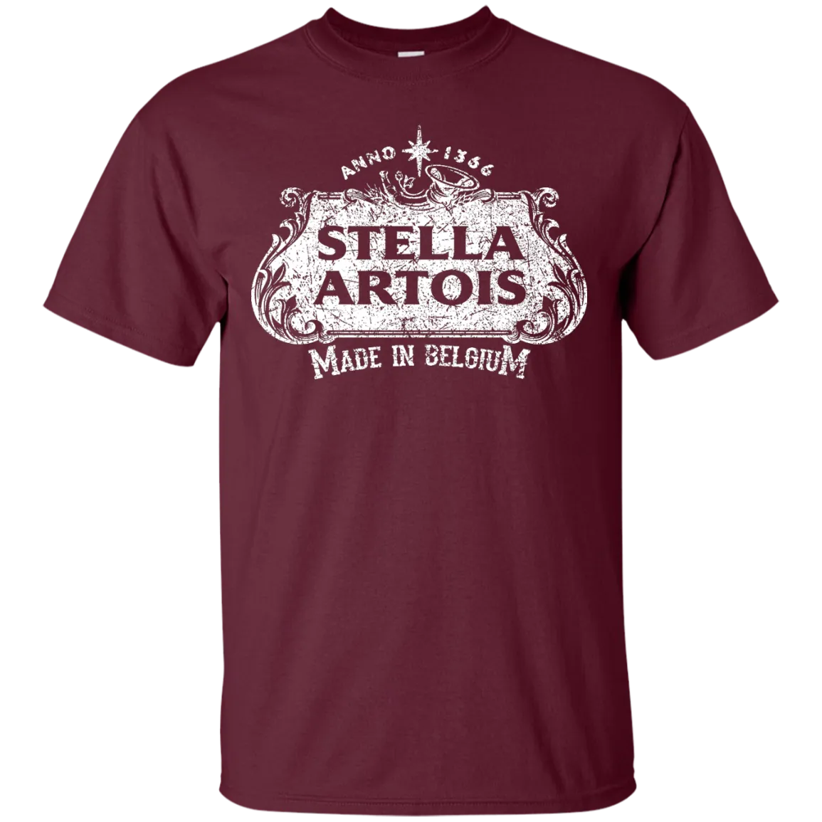 Stella Artois Beer T-Shirt Custom Designed White Worn Label Pattern