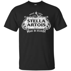 Stella Artois Beer T-Shirt Custom Designed White Worn Label Pattern