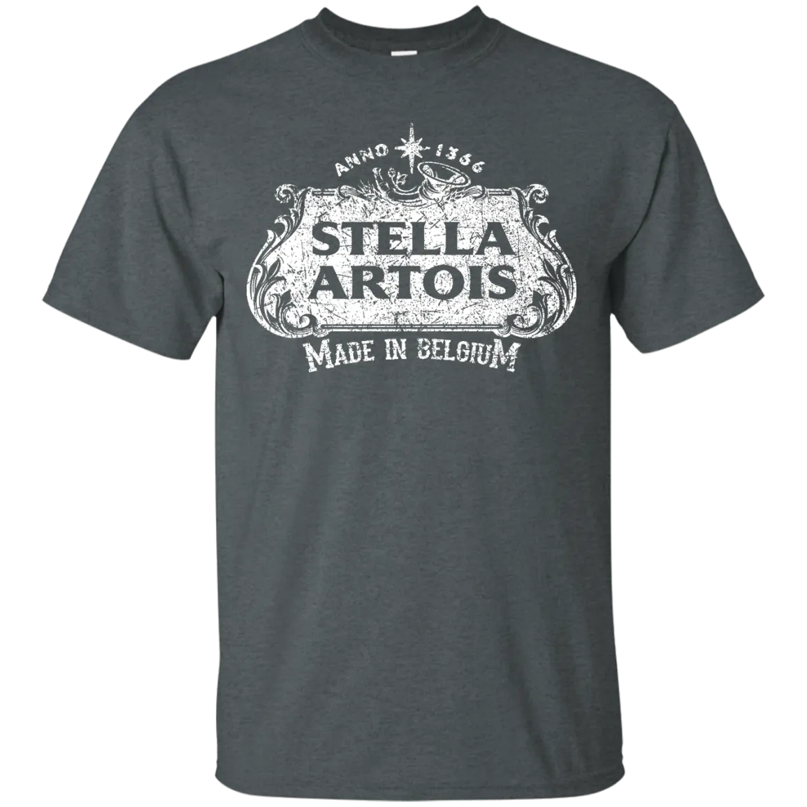 Stella Artois Beer T-Shirt Custom Designed White Worn Label Pattern