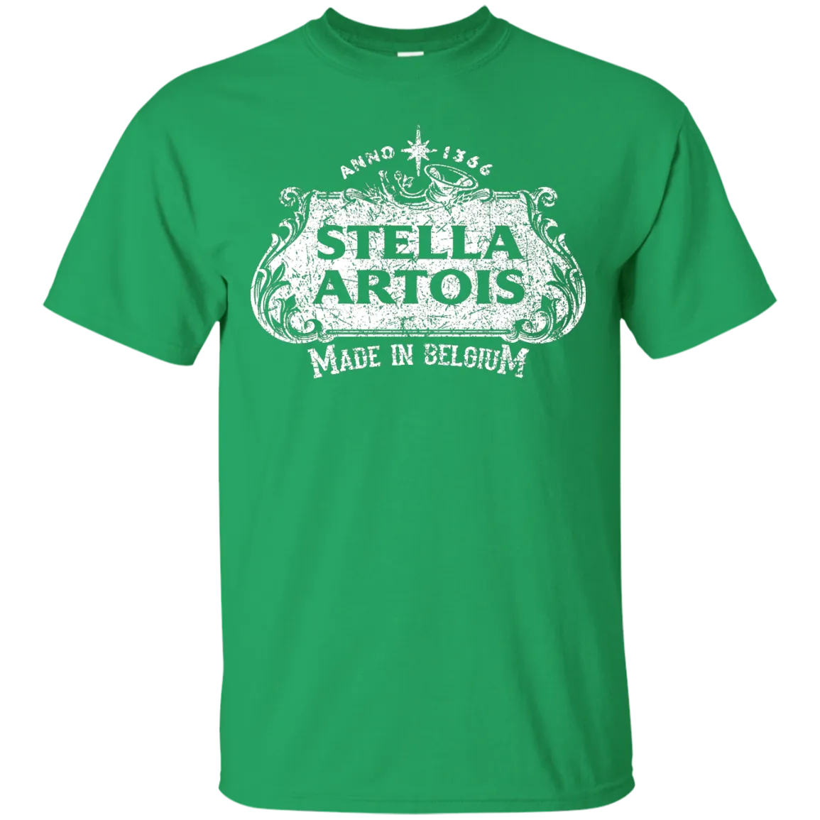 Stella Artois Beer T-Shirt Custom Designed White Worn Label Pattern