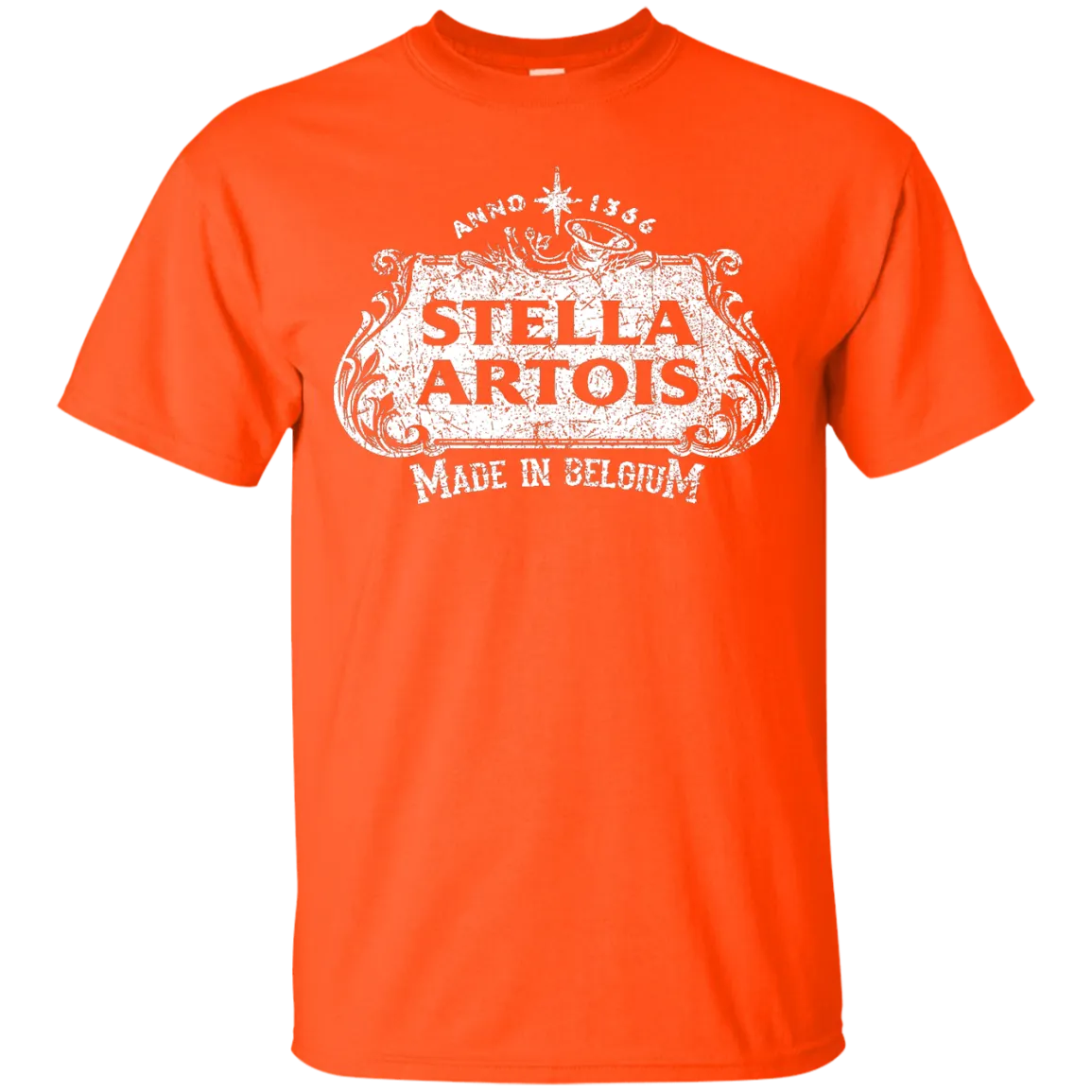 Stella Artois Beer T-Shirt Custom Designed White Worn Label Pattern