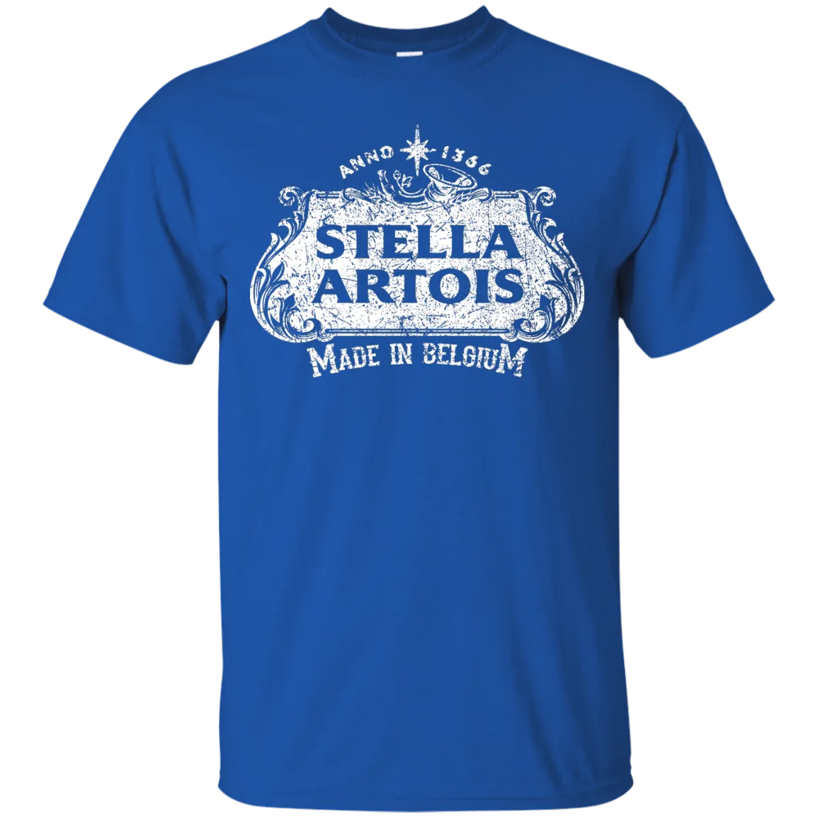 Stella Artois Beer T-Shirt Custom Designed White Worn Label Pattern