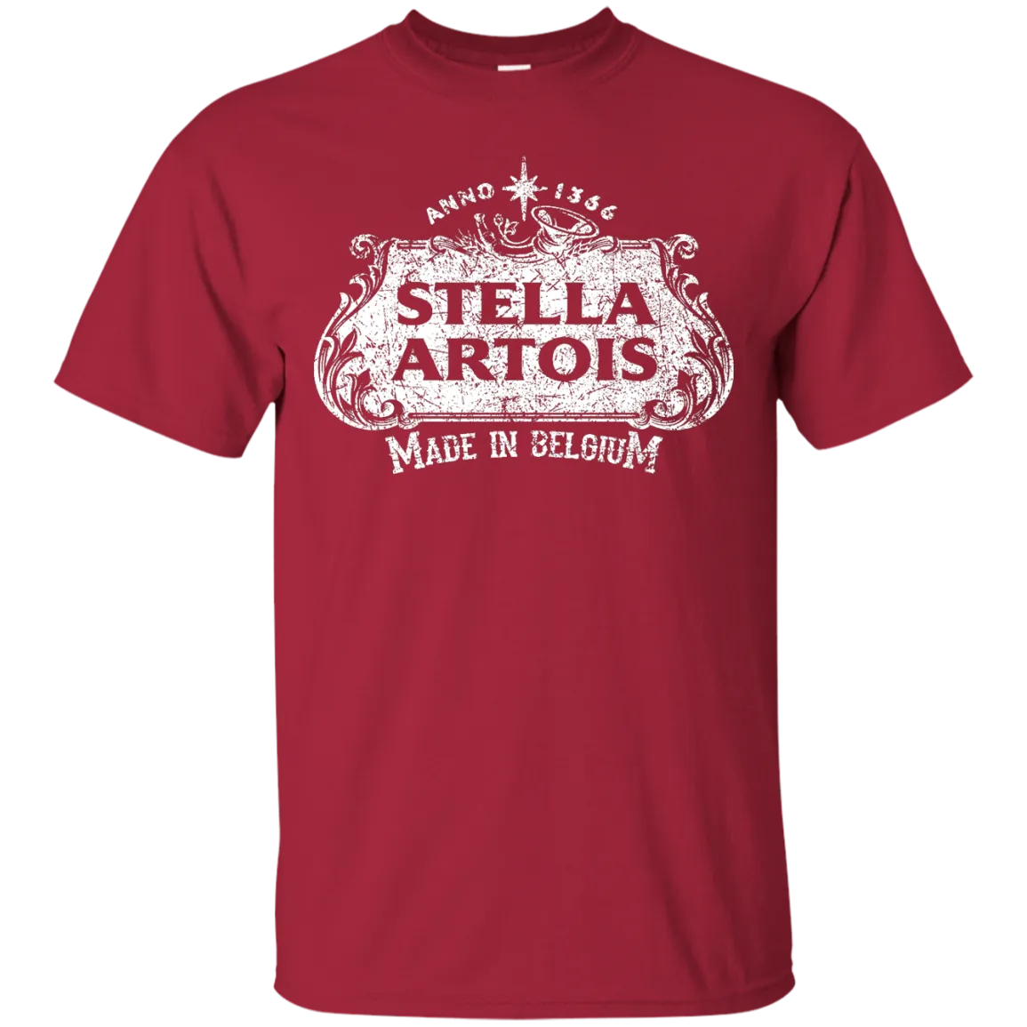 Stella Artois Beer T-Shirt Custom Designed White Worn Label Pattern