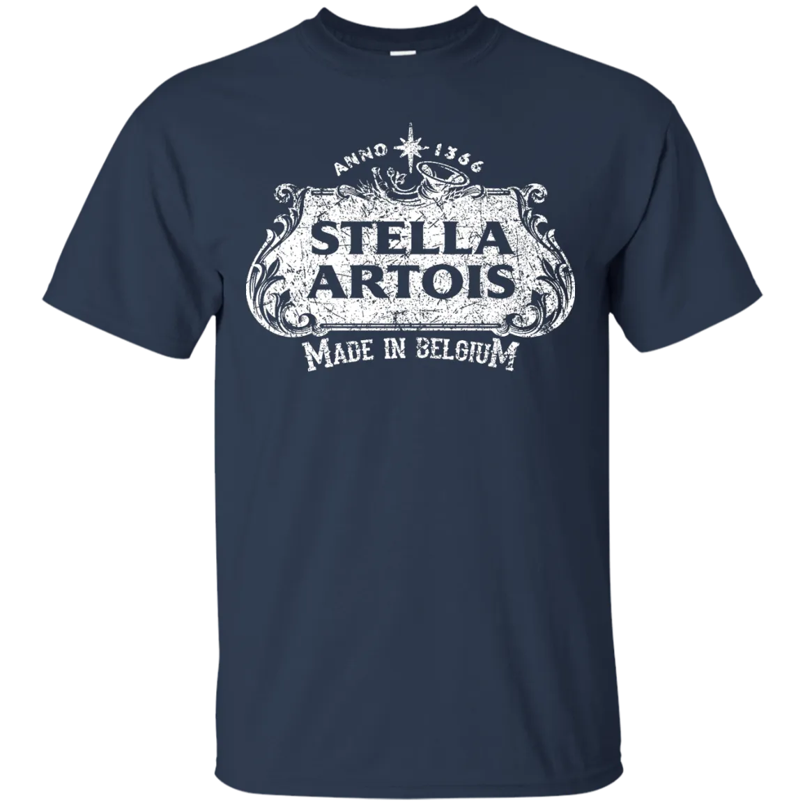 Stella Artois Beer T-Shirt Custom Designed White Worn Label Pattern