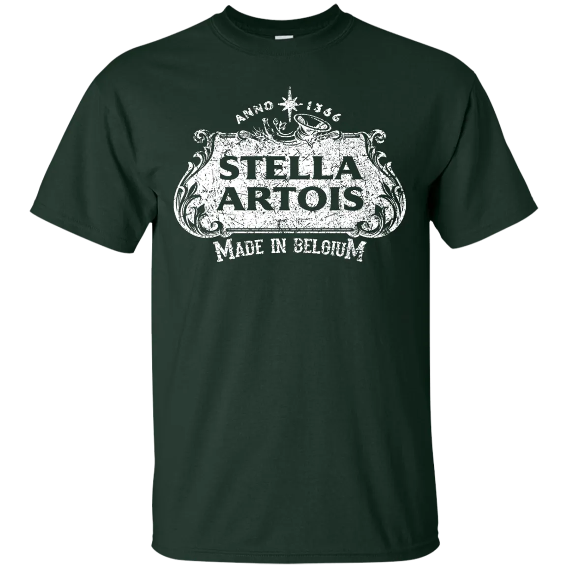 Stella Artois Beer T-Shirt Custom Designed White Worn Label Pattern