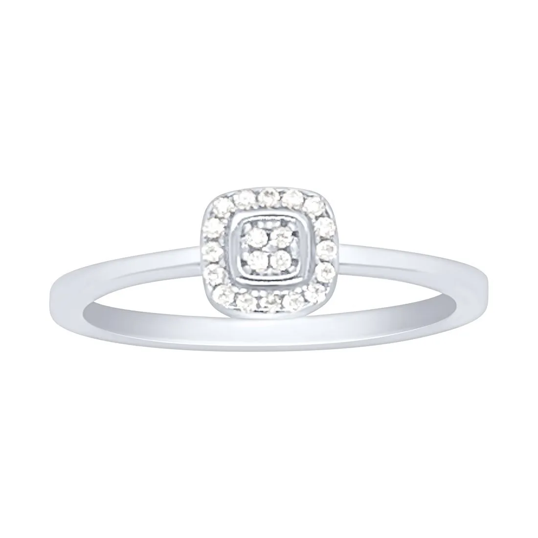 Sterling Silver Cubic Zirconia Cushion Look Halo Ring