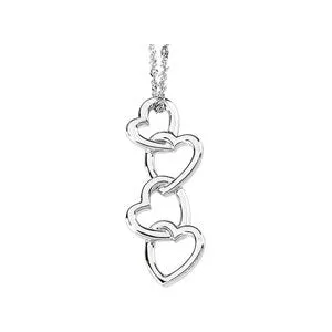 Sterling Silver Linked Hearts Pendant