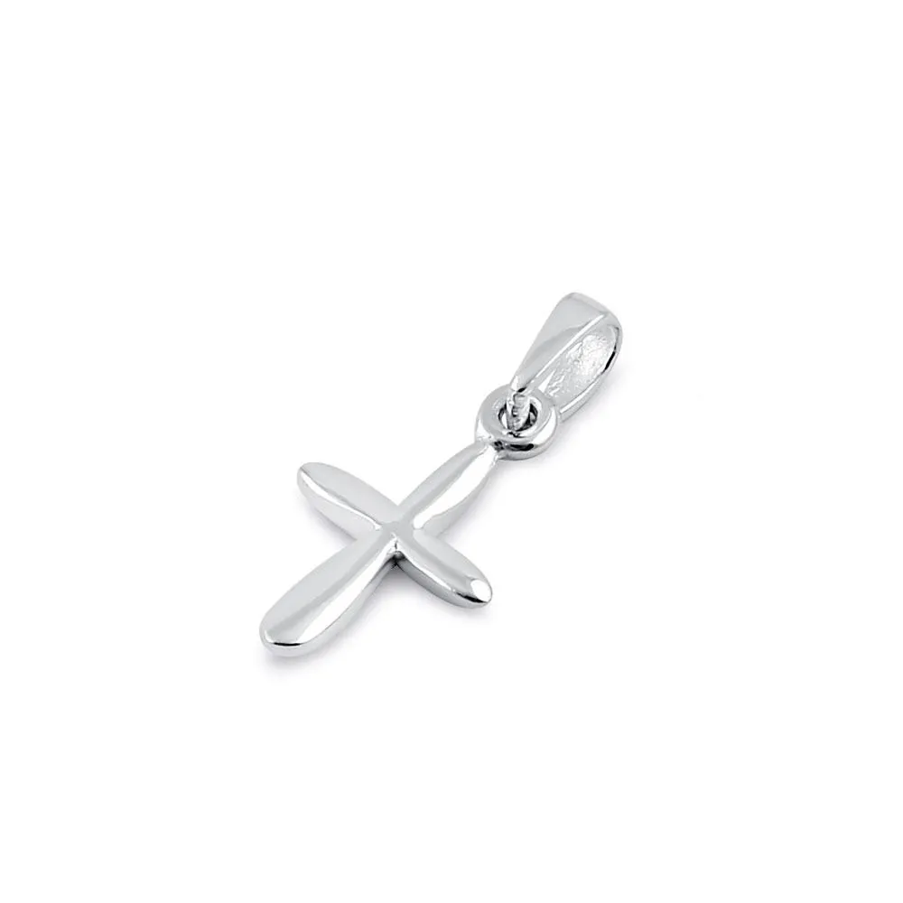 Sterling Silver Plain Rounded Cross Pendant