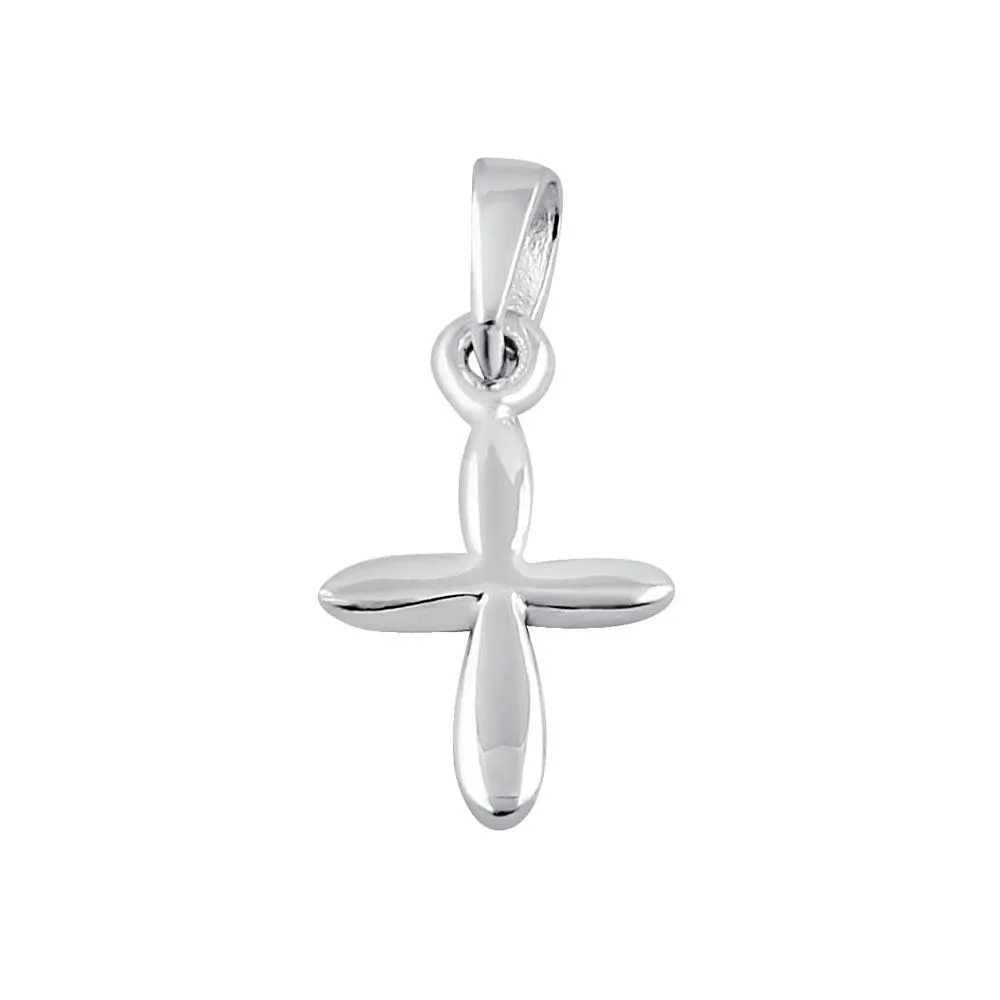 Sterling Silver Plain Rounded Cross Pendant