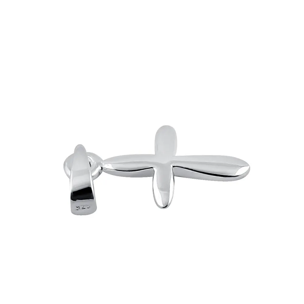 Sterling Silver Plain Rounded Cross Pendant
