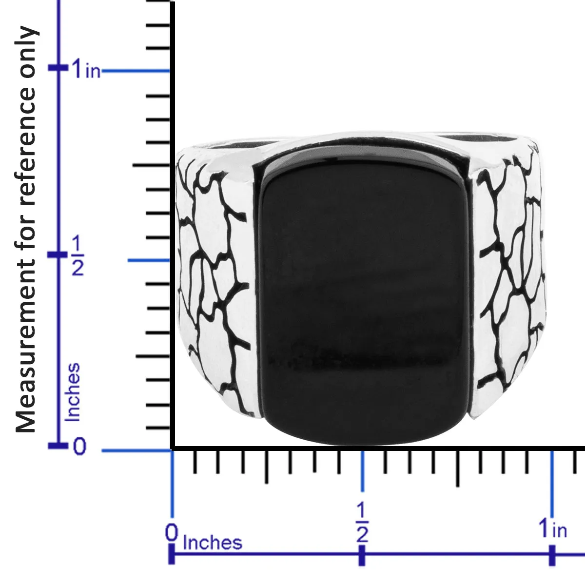 Sterling Silver Statement Ring with Large Flat-top Black Onyx Gemstone