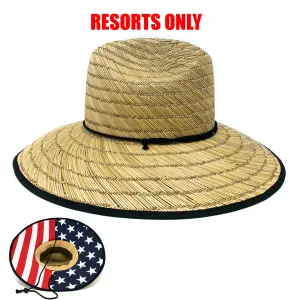 Straw Lifeguard w/USA Stars & Stripes Under Brim (Resorts Only)