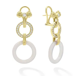 Studio 18K Gold and Diamond Circle Drop Earrings