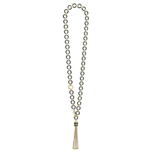 Studio 18K Gold Black Ceramic Tassel Link Necklace