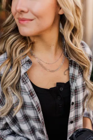 Subtle Glances 3-Tier Chain Link Necklace- Silver