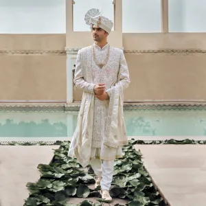 Subtle Pewter White Sherwani
