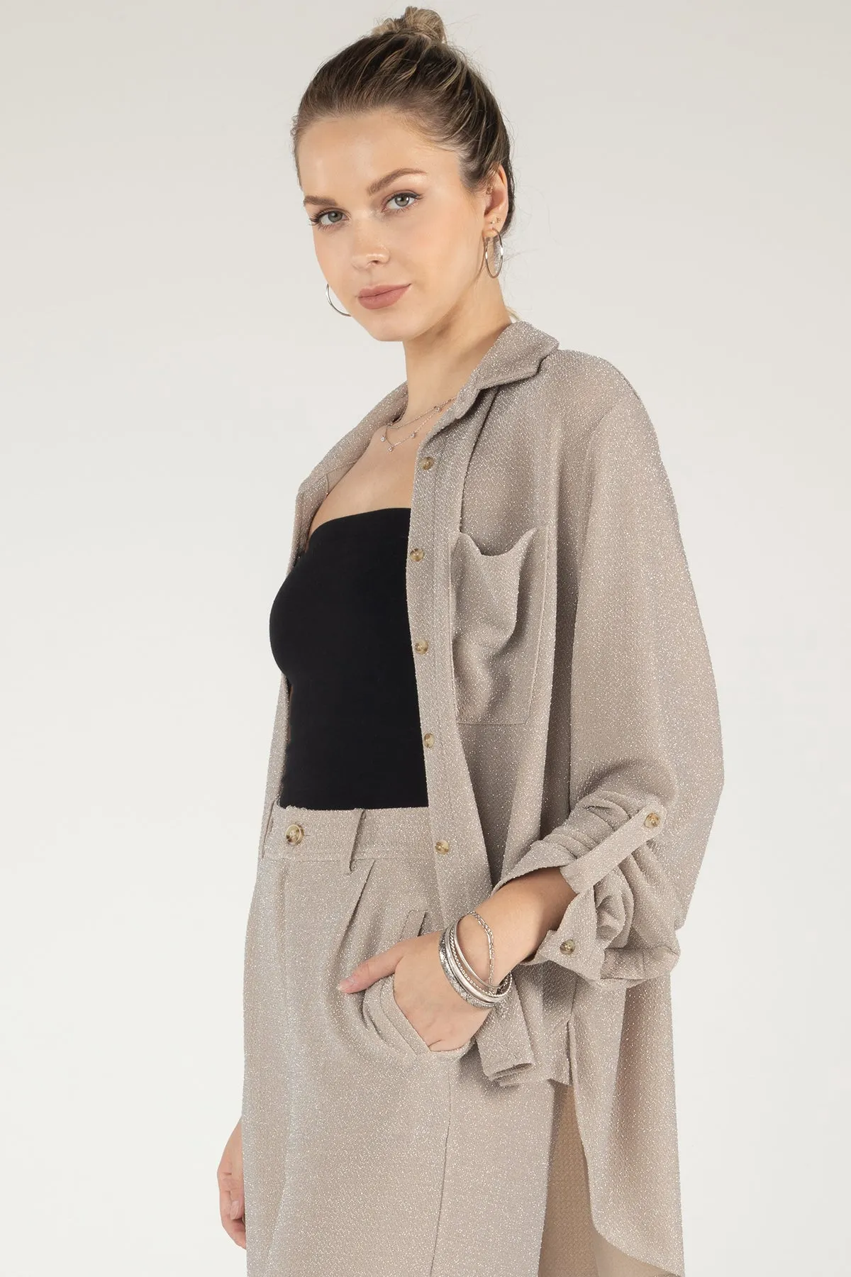 Subtle Shine Button Up