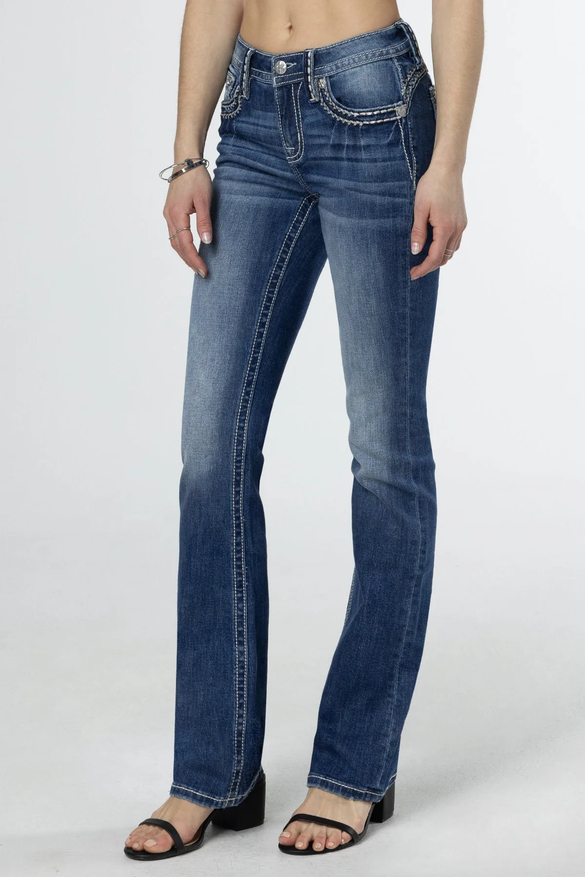 Subtle Silver and Bronze Bootcut Jeans