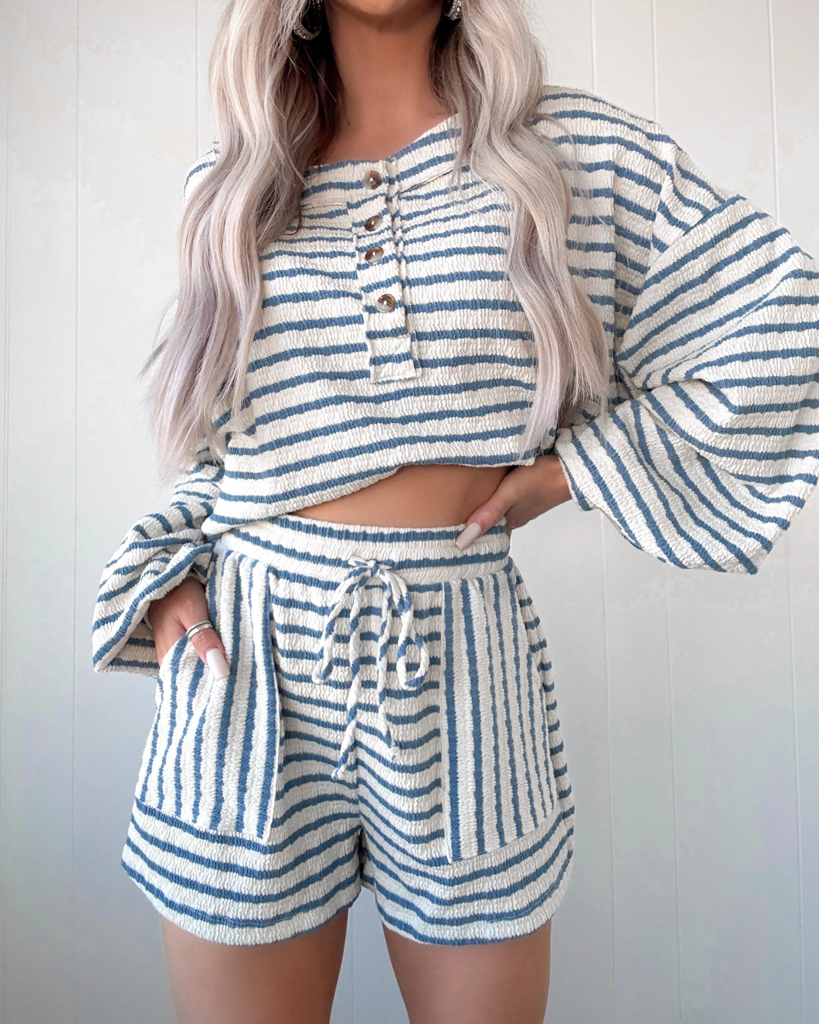 Subtle Statement Striped Pullover - Blue