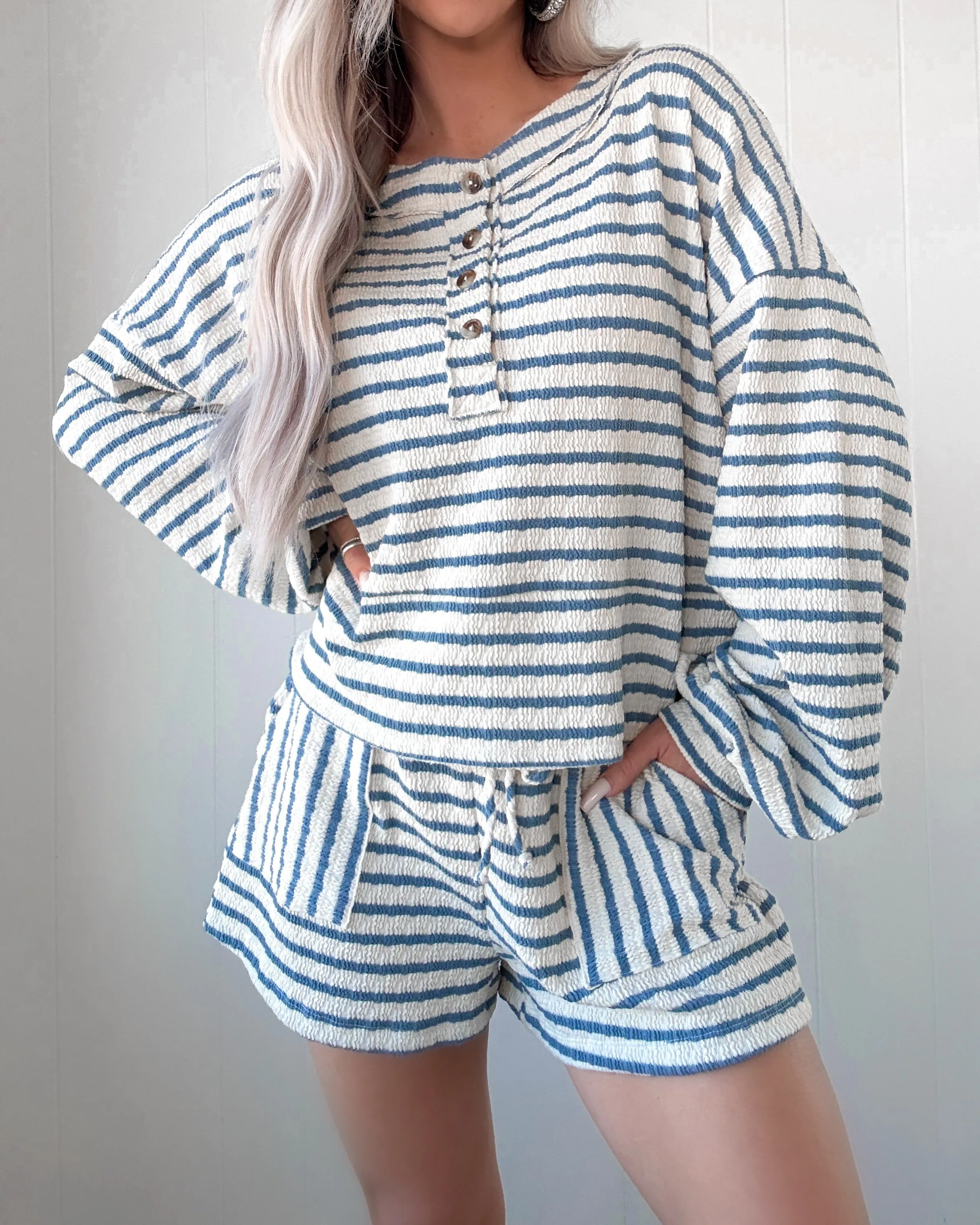 Subtle Statement Striped Pullover - Blue