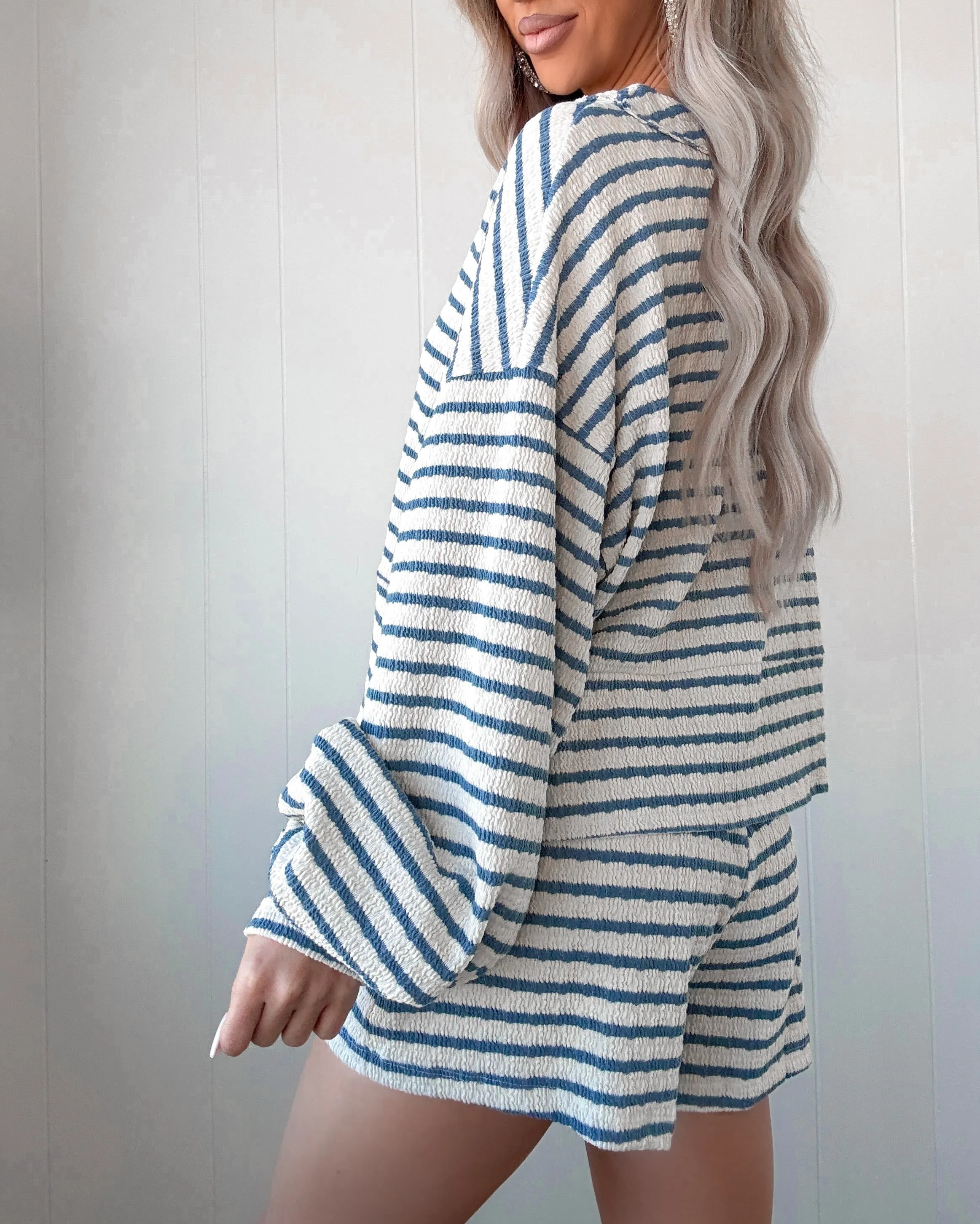 Subtle Statement Striped Pullover - Blue