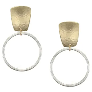 Tapered Rectangle with Large Hoop Clip or Post Earrings